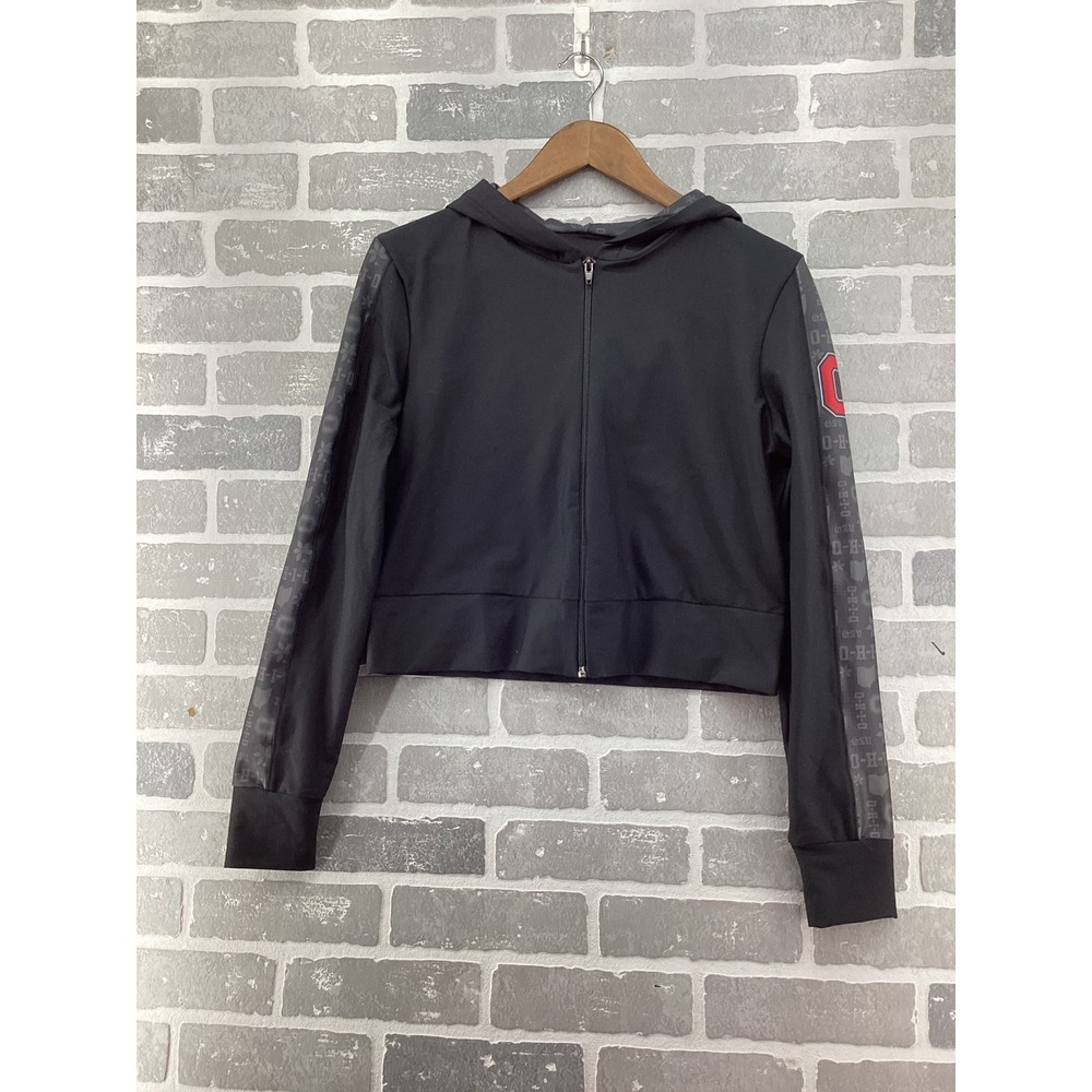 Certo Ohio State Buckeyes Womens Cropped Zip Up Hoodie‎ Black OSU Block O Medium